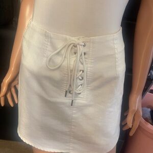 White Lace-Up Mini Skirt